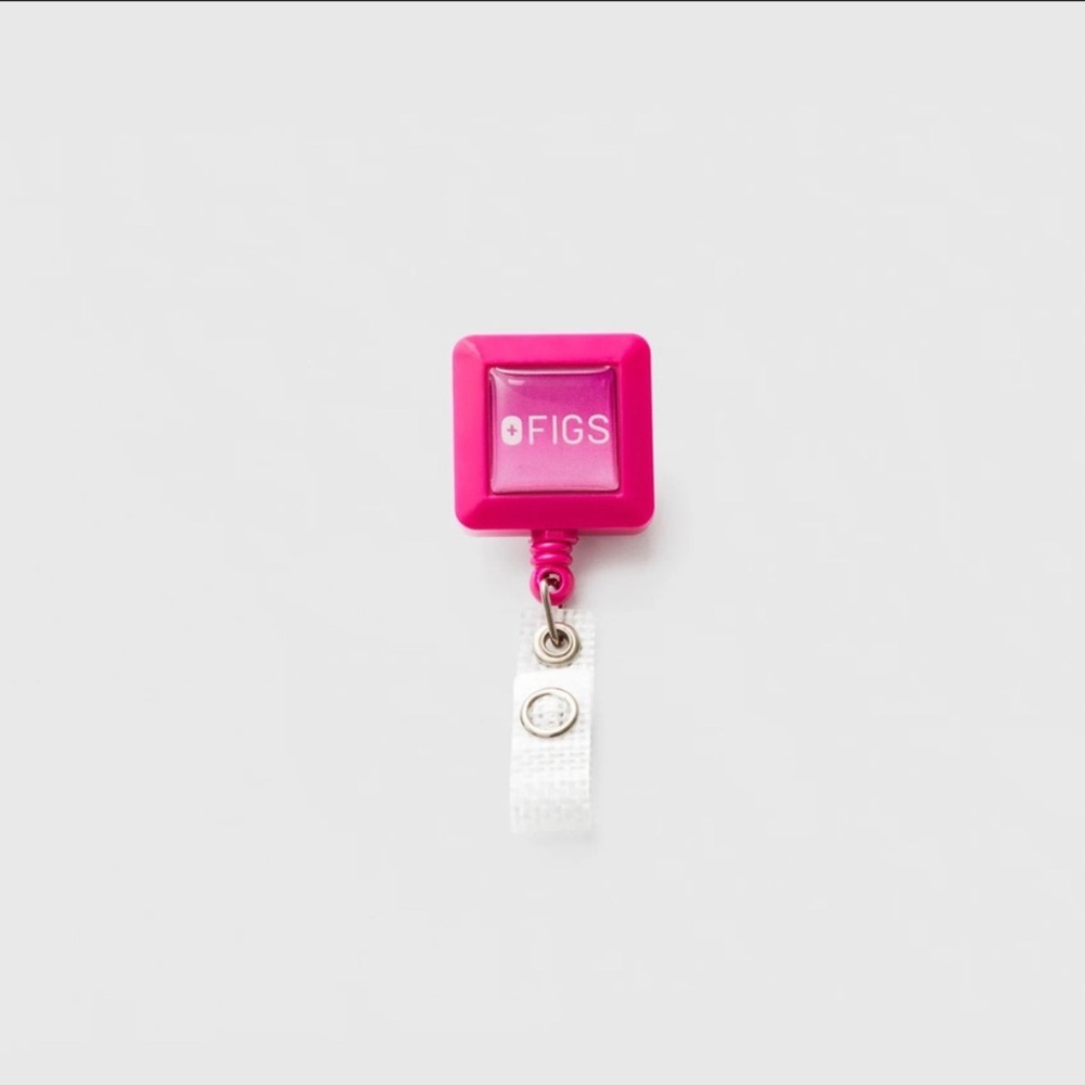 Figs Shocking Pink Badge Reel